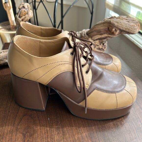 Funtasma Brown Platform 70s Hippie Disco Party Costume Shoes men’s size 10/11 - Picture 1 of 11